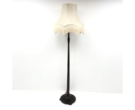 20th century mahogany turned and carved standard lamp, H160cm - Condition Report 