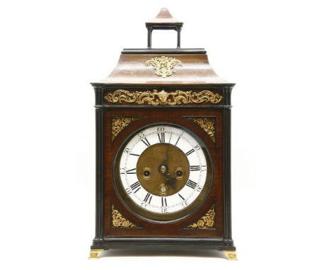 A William III and later, table clock, the movement signed Thomas Smalley, London, the white enamelled chapter ring with Roman