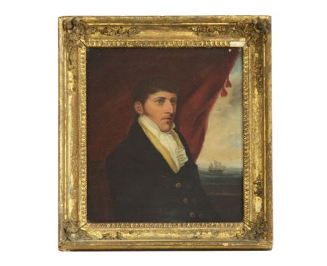18th century English SchoolPORTRAIT OF A NAVAL OFFICEROil on panel34 x 29 cm
