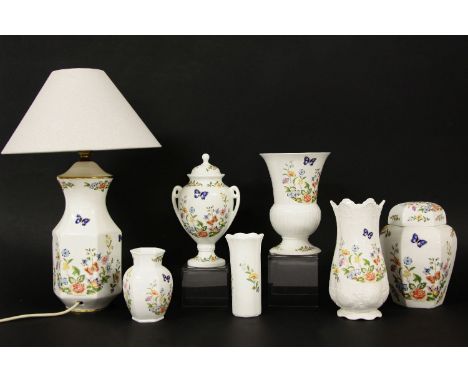 Six Aynsley vases, and a lamp