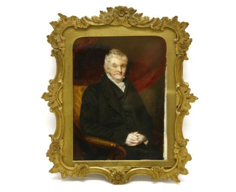 A mid 19th century, PORTRAIT OF A GENTLEMAN oil on ivoryin a gilt metal frame20cm x 14cm