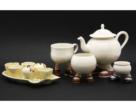 Carltonware coffee pot, Nanking tea set and cups, egg cup stand, etc