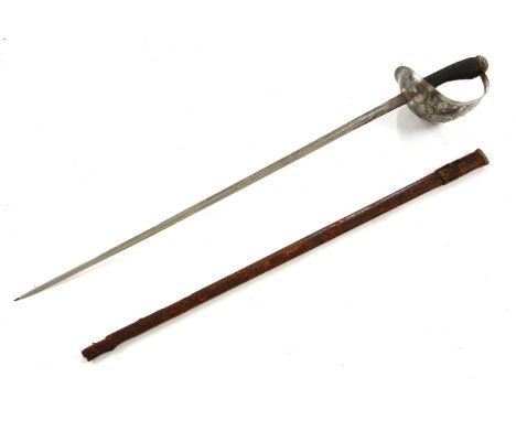 A 1908 Indian officer's cavalry sword, with an etched blade with G R cypher, maker's 'Ranken & Co ltd, India, 89.5cm blade, w