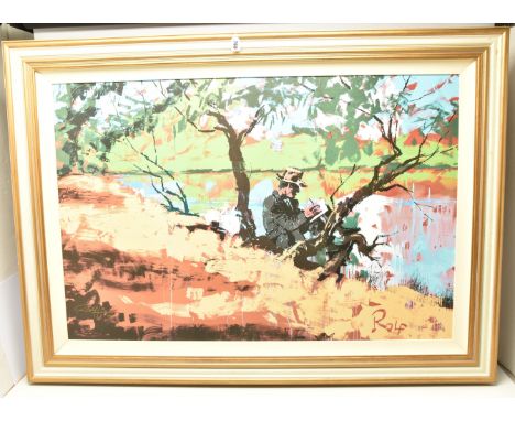 ROLF HARRIS (AUSTRALIA 1930-2023) 'BANJO PATERSON WRITES WALTZING MATILDA', a signed limited edition print on canvas, depicti