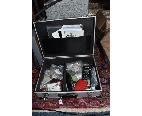 TWO BOXES OF LOCK AND KEY INTEREST ITEMS AND AN AIRFIX BOX comprising a box of books to include 'Antique Locks and Keys,' 'Pe