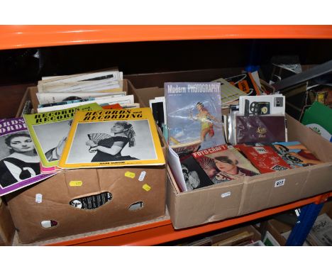 FOUR BOXES OF EARLY AND MID TWENTIETH CENTURY MAGAZINES AND BROCHURES, to include a large collection of 1950's 'Records and R