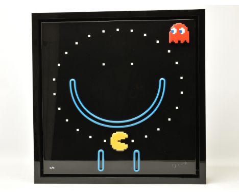 DOUG HYDE (BRITISH 1972) 'GAME FACE', a signed limited edition 3D print on board, depicting a smiling face and Pac-Man charac