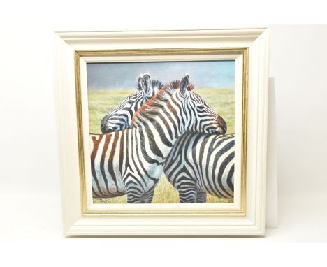 TONY FORREST (BRITISH 1961) 'NEAREST AND DEAREST', a signed artist proof edition print on board of zebras, 8 /20, with certif