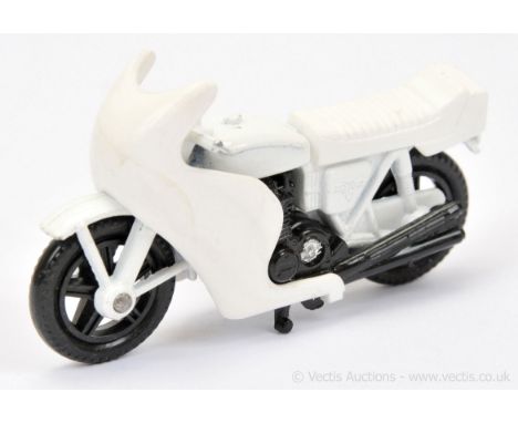 Matchbox Superfast 18b Pre-production colour trial Hondarora (Honda Motorcycle) - white body and plastic seat, black engine, 