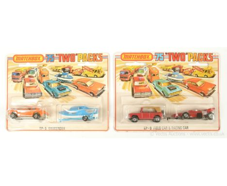 Matchbox Superfast twin pack a pair (1) TP5 containing 54b Ford Capri - orange body, ivory interior, 5-spoke wheels and 9a Bo