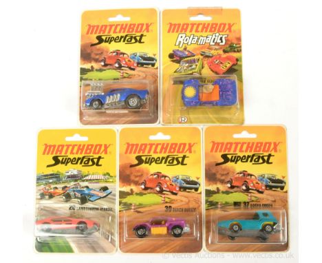 Matchbox Superfast 20a Lamborghini Marzal - dayglo orange, amber windows, 5-spoke wheels; 30b Beach Buggy - pink body with me