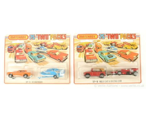 Matchbox Superfast twin packs a pair (1) TP5 containing 54b Ford Capri - orange, ivory interior, 5-spoke wheels with 9a Boat 