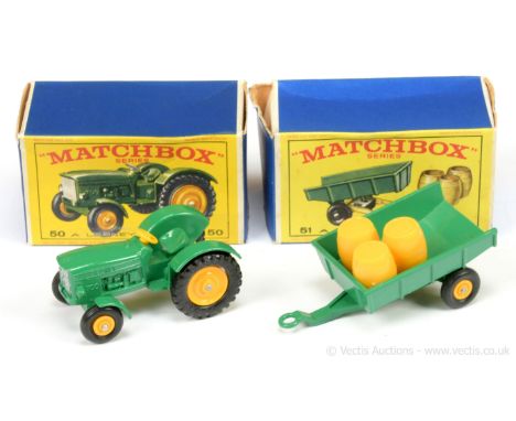 Matchbox Regular Wheels 50b John Deere Lanz 700 Tractor - green body with silver grille, yellow plastic steering wheel &amp; 