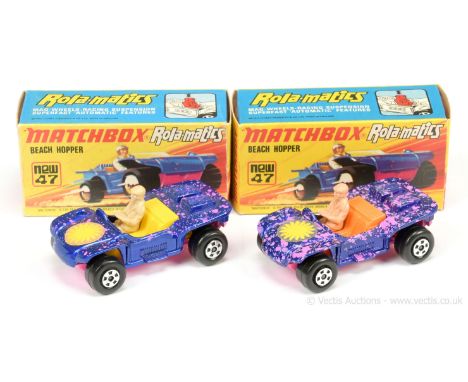 Matchbox Superfast 47b Beach Hopper - metallic dark blue body with heavy splatter of dark pink spots, orange interior, flesh 