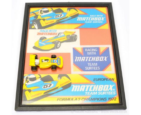 Matchbox Superfast 24b Team Matchbox Racing Car - harder to find issue with yellow body, chrome engine, figure driver, blue, 