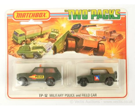 Matchbox Superfast Military Twin Pack TP12 containing; 18a Field Car - olive green, black interior, smooth hood &amp; 20b Ran