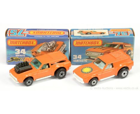 Matchbox Superfast 34b Ford Mustang Vantastic - orange body, white base and interior with "Sun" bonnet label, dot dash wheels