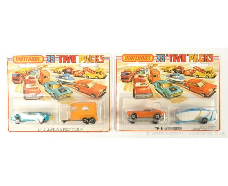 Matchbox Superfast twin pack pair (1) TP3 containing 9b AMX Javelin - metallic blue, yellow interior, unpainted base, 5-spoke