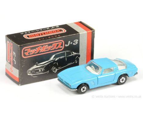 Matchbox Superfast J3 Iso Grifo - light blue body, white interior, wide 5-spoke wheels - Mint including Japanese J3 box.