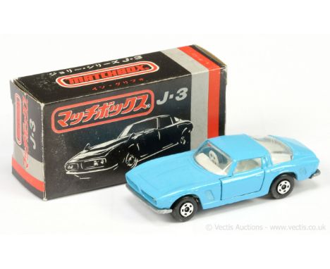 Matchbox Superfast J3 Iso Grifo - light blue body, white interior, wide 5-spoke wheels - Mint including Japanese J3 box.