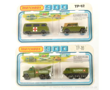 Matchbox Superfast Military twin pack a pair (1) TP12 containing 18a Field Car - military green, black interior, smooth hood 