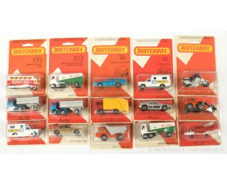 Matchbox Superfast group 23b Atlas Tipper - red cab and chassis, silver tipper and base; 55d Ford Cortina - metallic light br