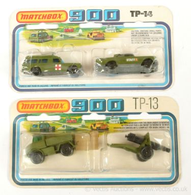 Matchbox Superfast Military Twin Pack - a pair (1) TP13 containing 32c Field Gun - military green, black &amp; 49a Mercedes U