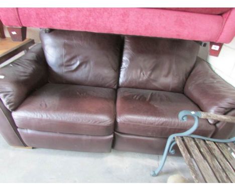 A brown leather sofa