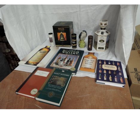 A collection of Whisky Miniatures, Decanters and Books, Glen Garioch 10 year old 40% vol 5cl in tube, Glenfiddich Special Res