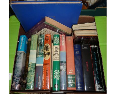 Box of assorted books inc 'The Canals Of Southwest England', 'Portrait Of London River' etc