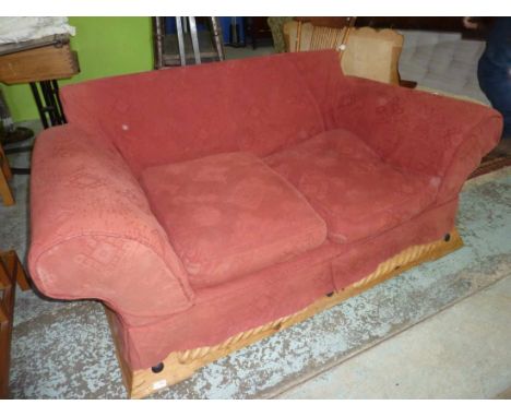 2 seat sofa with loose cover and carved pine frame