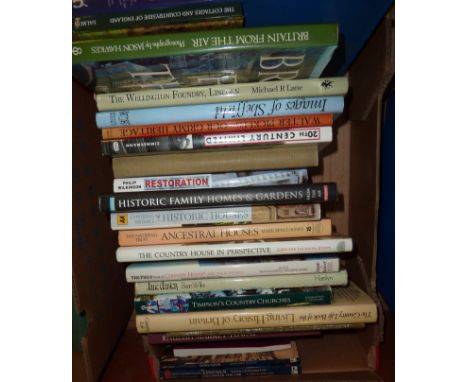 Box of assorted books inc Walter Pickles Our Grimy Heritage, images of Sheffield, The Country House In Perspective, Timpson's