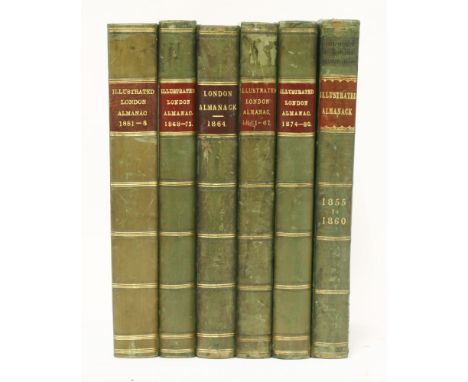 1.  The Illustrated London Almanack: Six volumes: 1855-60; 1861-67; 1868-73; 1874-80; 1881-88; and 1864-71.  Bound without ge