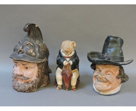 Two terracotta tobacco jars and covers, by Bernard Block and Johann Maresch, and a planter jar and cover in the form of a sea