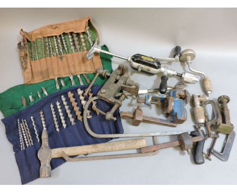 A tool box and carpenter's tools, and a further box of tools