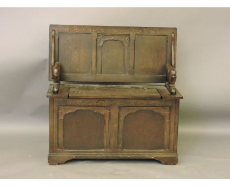 A reproduction monk's bench