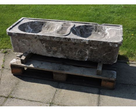 A large 19th century French marble double basin
