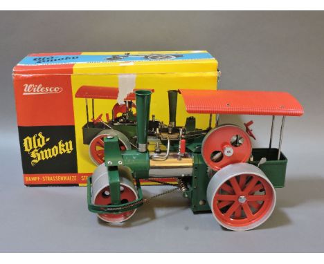 A Wilesco toy steam roller, boxed, with instructions