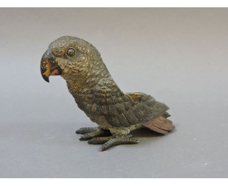 A Vienna cold painted bronze parrot brush wipe, stamped 'Gesh ...', 9cm high