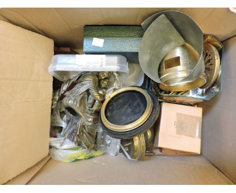 A large quantity of various clock makers' spares, bronze figures, clocks, etc, and a mahogany projecting clock case