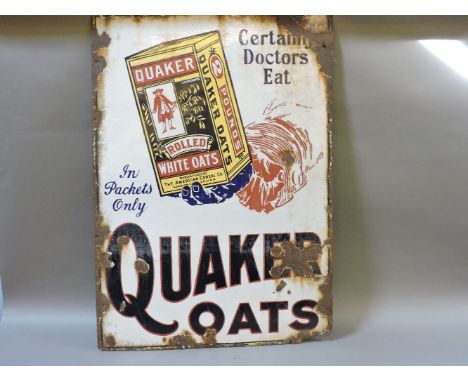 A 'Quaker Oats' enamel advertising sign, 86 x 61cm