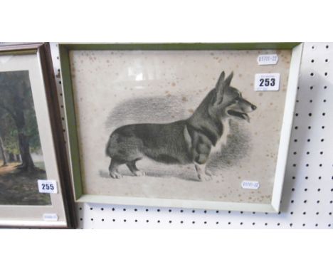 FRAMED LITHOGRAPH, CORGI