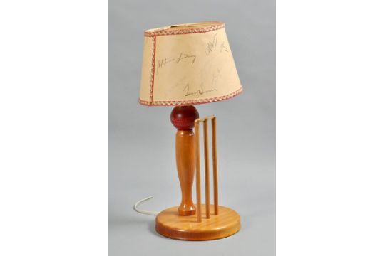 A 1960 70 S Gray Nicolls Novelty Table Lamp In The Form Of Cricket Stump And Ball Shade Si Gray Nicolls Novelty Table Lamp, Cricket Ball Lamp Base