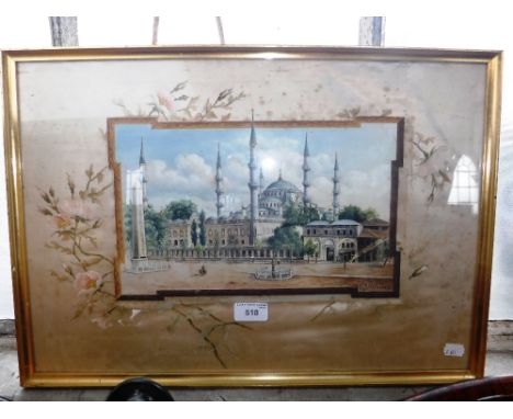 A VIEW OF ISTANBUL, watercolour on silk, signed K Djivanian