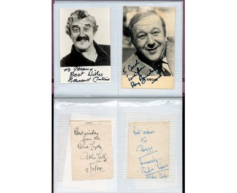 Music Hall Of Fame Autographs, Photos, and Cuttings housed in a Purple Suede Folder With 75 Signatures include Bernard Cribbi