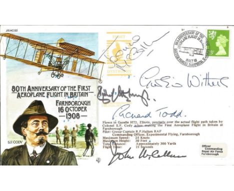 Richard Attenborough, Googie Withers, Richard Todd, John McCallum and Joanna McCallum multi signed cover commemorating the 80