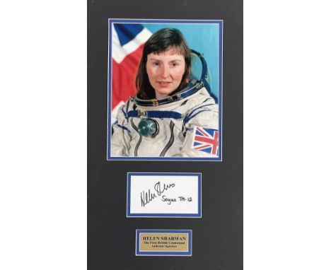 Astronaut, Helen Sharman signed and matted signature piece featuring a 10x8 colour photograph, a signed card inscribed Soyuz 