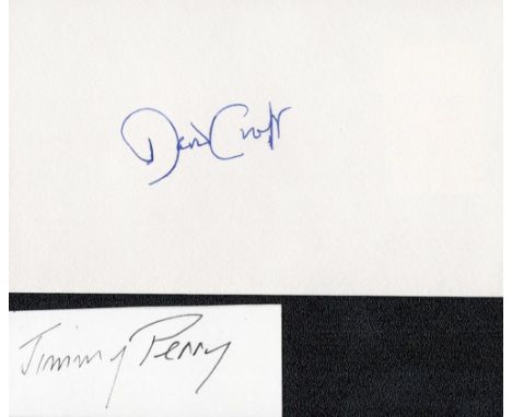 Jimmy Perry and David Croft signed cards. Perry and Croft co-wrote the BBC sitcoms Dad's Army (1968-77), It Ain't Half Hot Mu