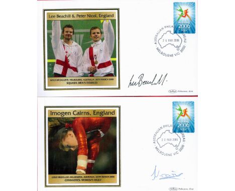 Australia 2006 Olympians 2 Signed Benhams First Day Covers with Stamps and Postmarks. Personally Signed by English Gold Medal