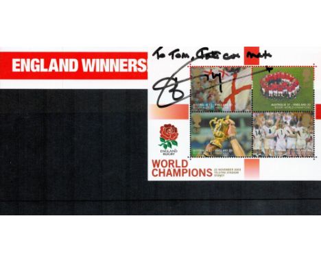 Jonny Wilkinson signed England Winners 2003 World Champions Royal Mail stamp sheet dedicated. Good condition Est.